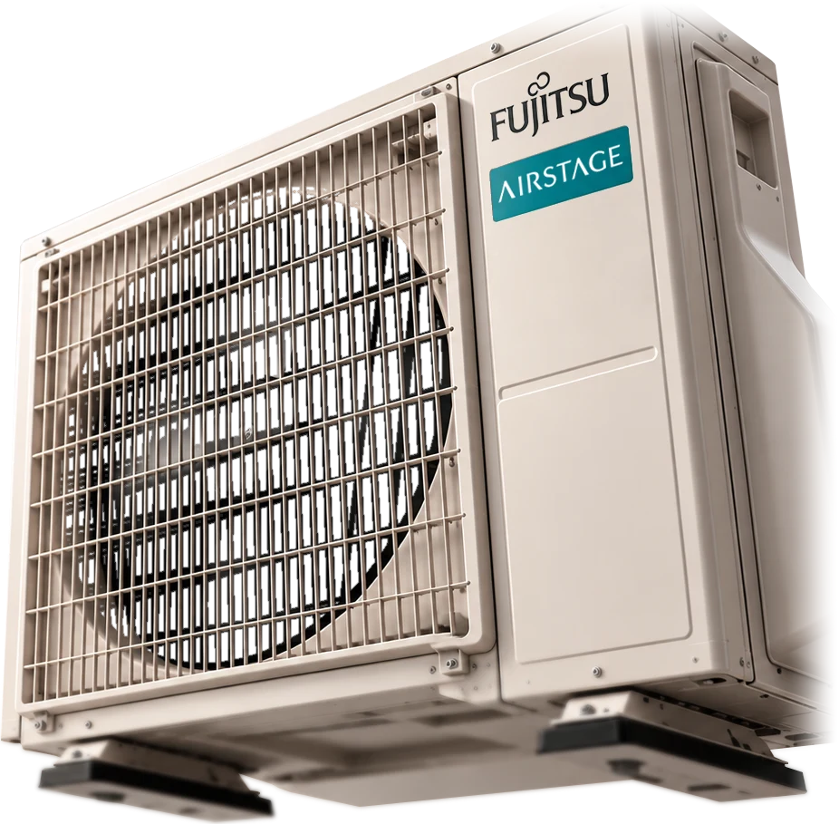 Njësia e jashtme Fujitsu Airstage, me ventilatorin në punë